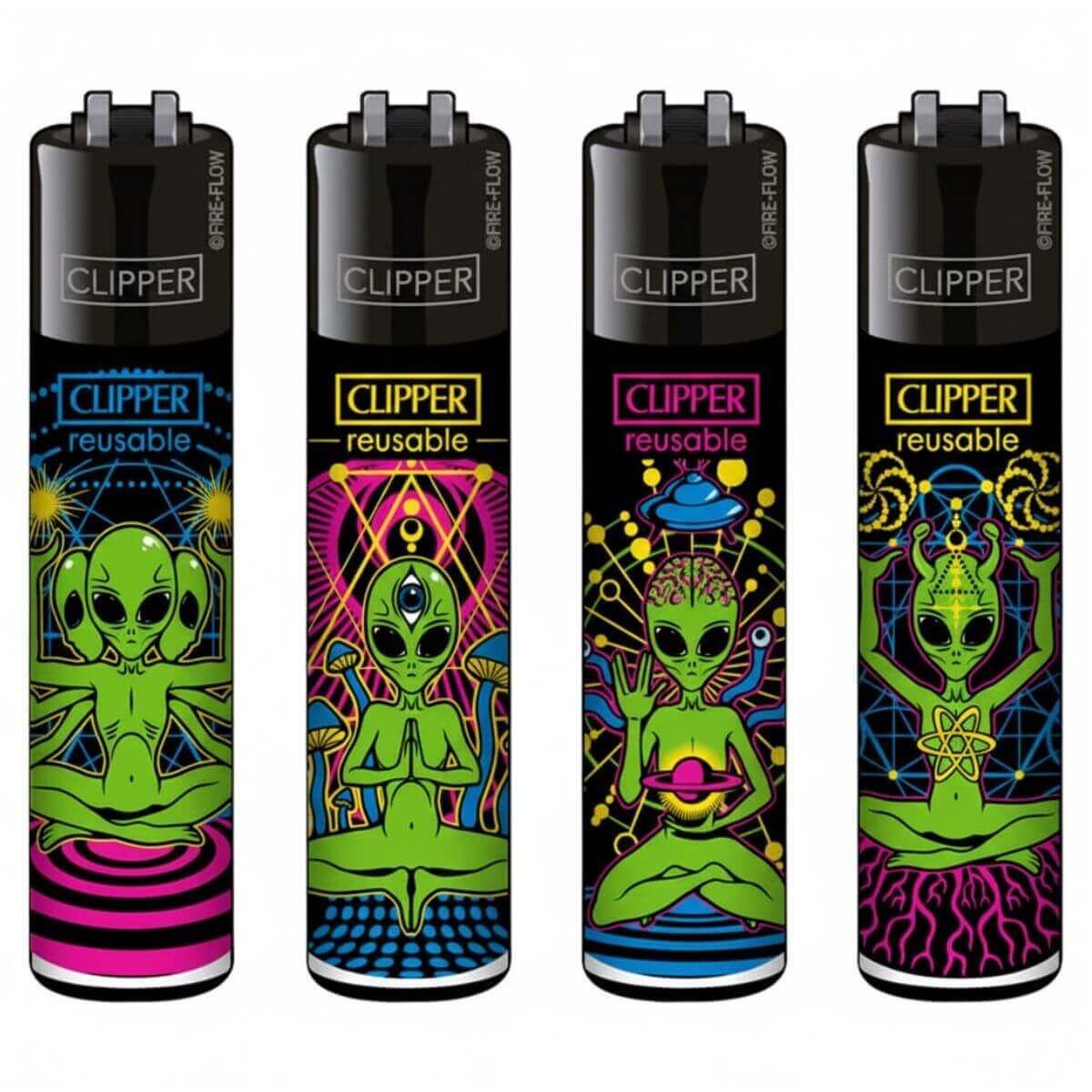 Clipper Feuerzeuge Classic Trippy Alien (48 Stück/Display)