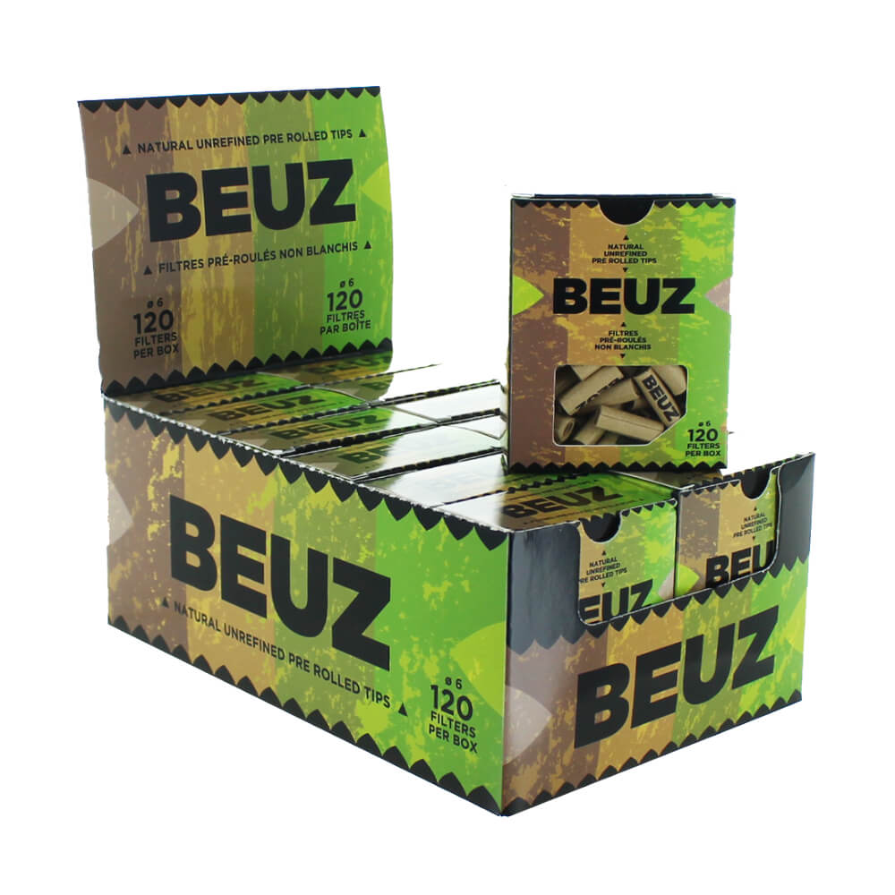 Beuz Unrefined Pre-Rolled Cardboard Filter Tips (12pcs/display)