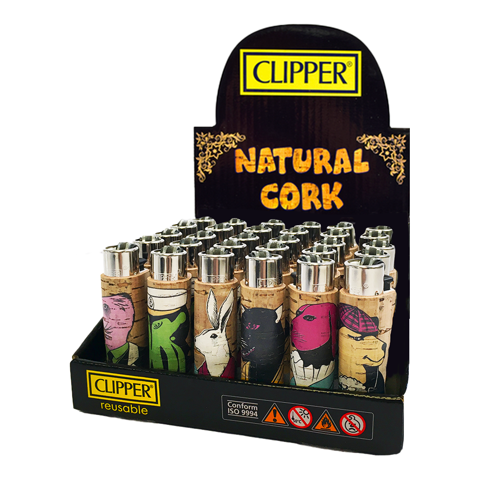 Clipper Feuerzeuge Naturkork Tiere (30 Stück/Display)