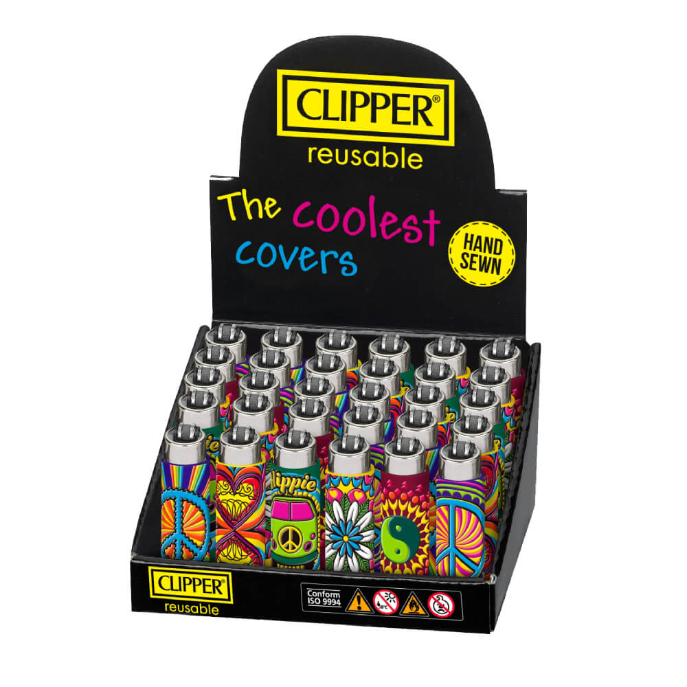 Clipper Feuerzeuge Pop Cover Hippie Passion (30 Stück/Display)