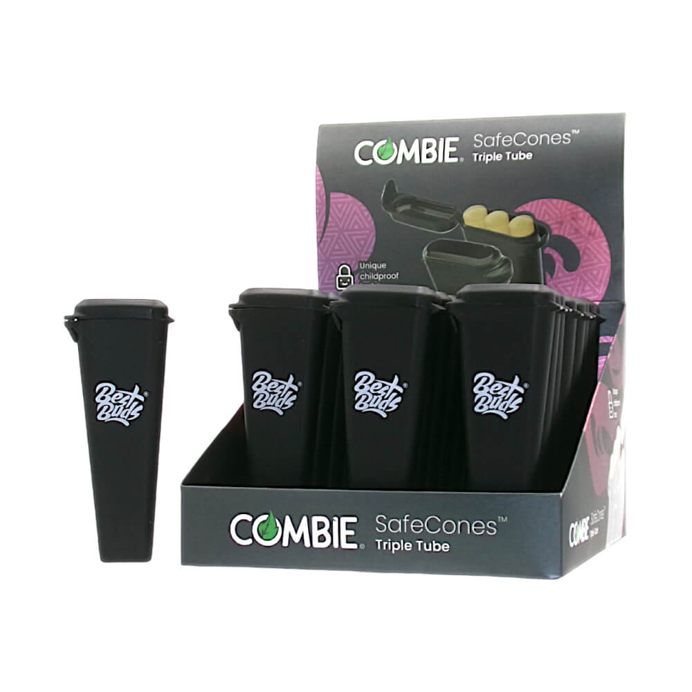 Combie SafeCones Joint Holders Triple Tube Black + 3 Pre-rolled Cones (24 Stück/Display)