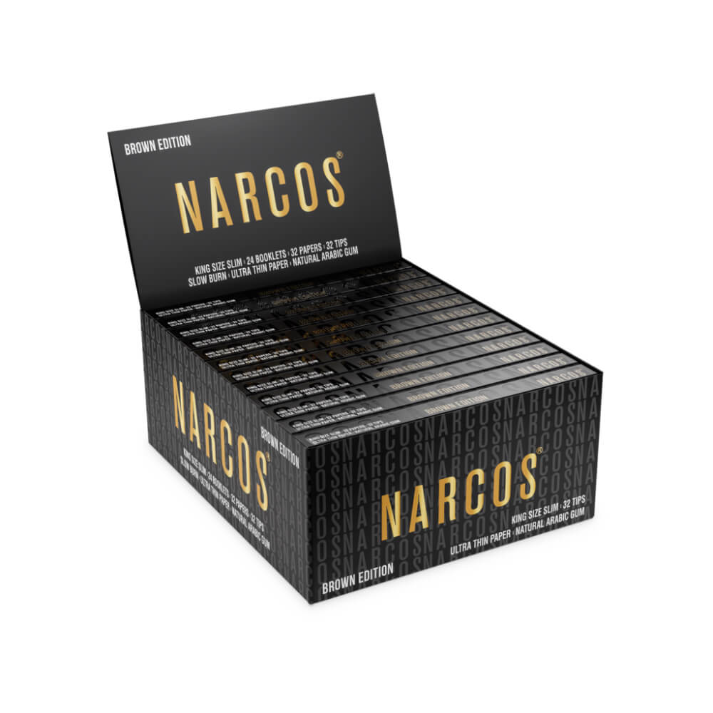 Narcos Brown Edition King Size Slim Zigarettenpapier + Filtertips (24 Stück/Display)
