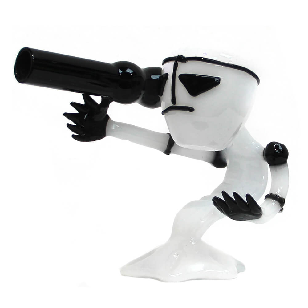 Weiße Bazooka-Alien-Glasbong, 15 cm