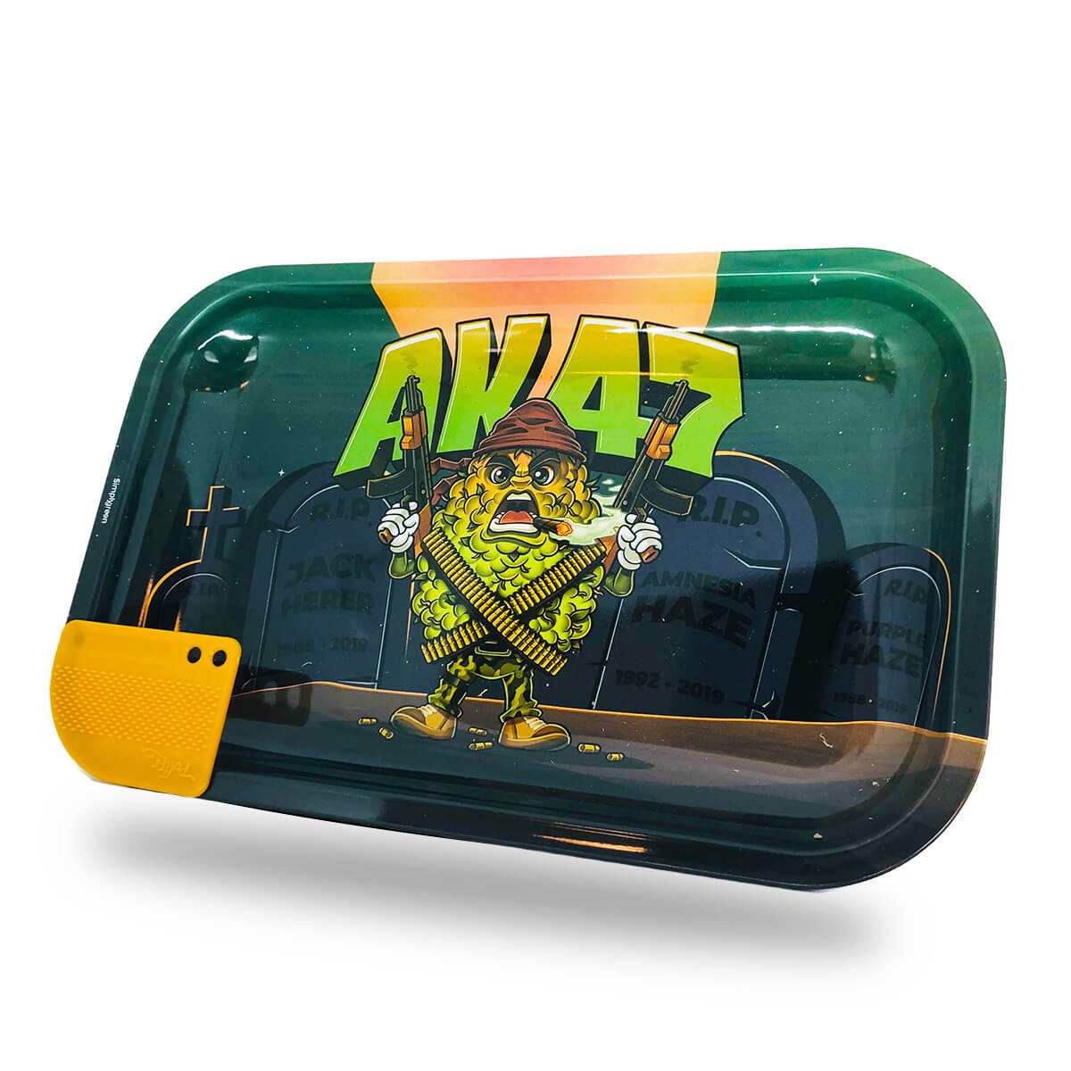 Best Buds Mission AK47 Großes Rolling Tray mit magnetischer Grinderkarte