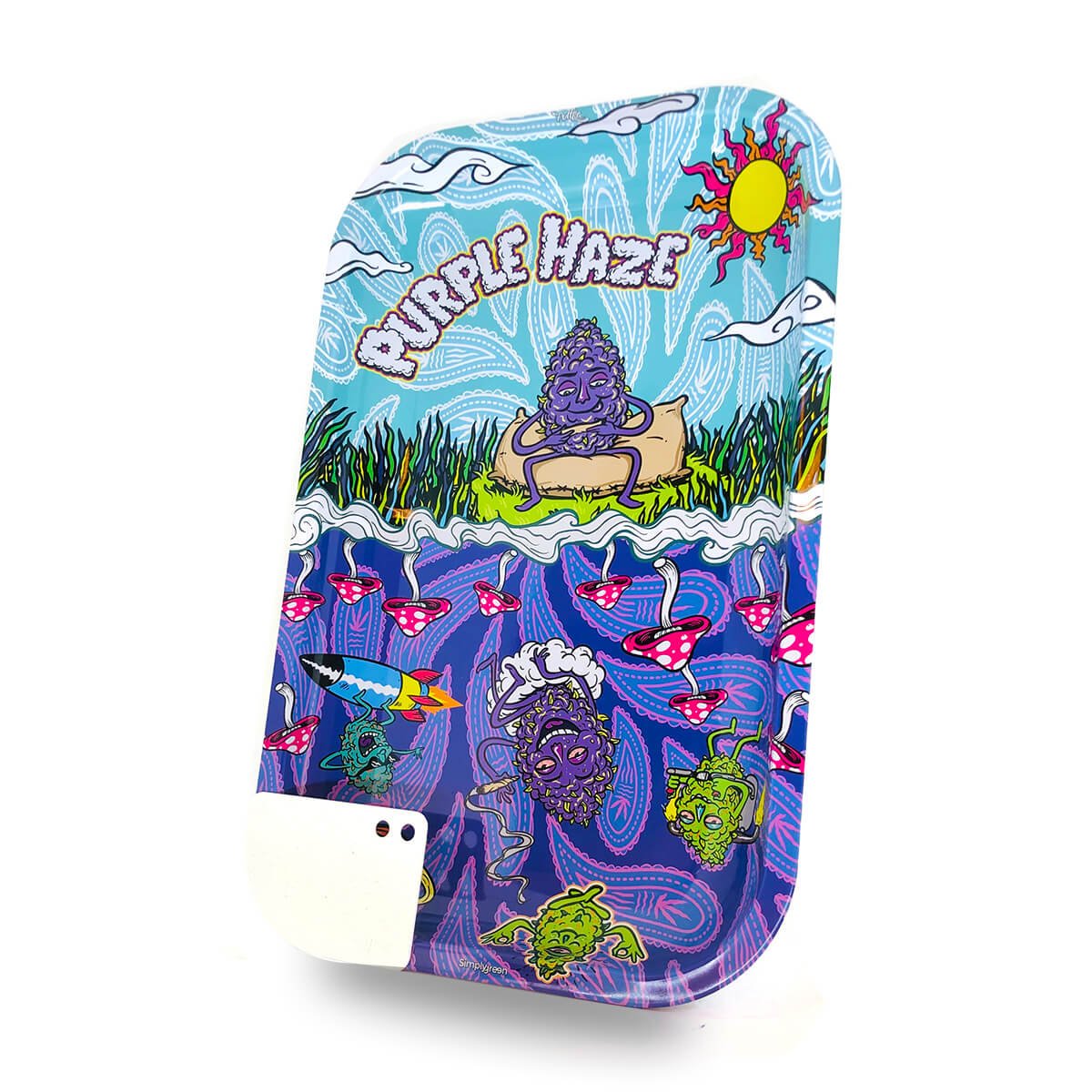 Best Buds Purple Haze Großes Metall-Rolling-Tablett mit magnetischer Grinder-Karte