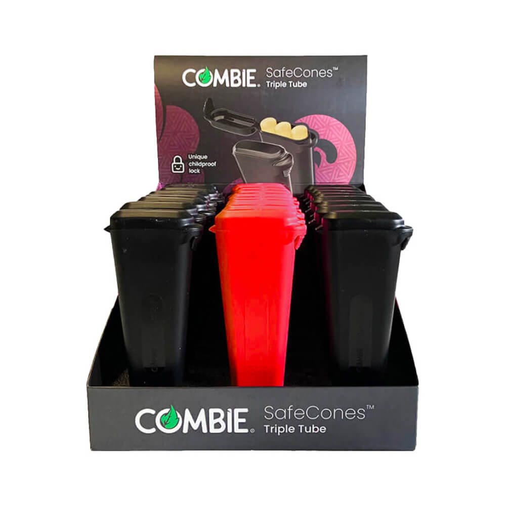 Combie Joint Holders Triple Tube Schwarz + Rot (24 Stück/Display)