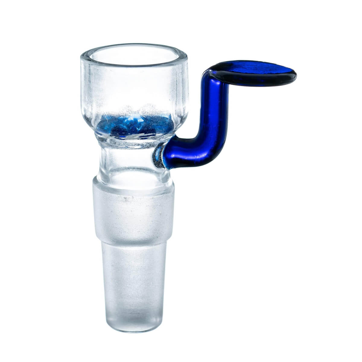 Blauer Bong-Glaskopfhalter mit Sieb, zwei Größen (14 mm und 18 mm)