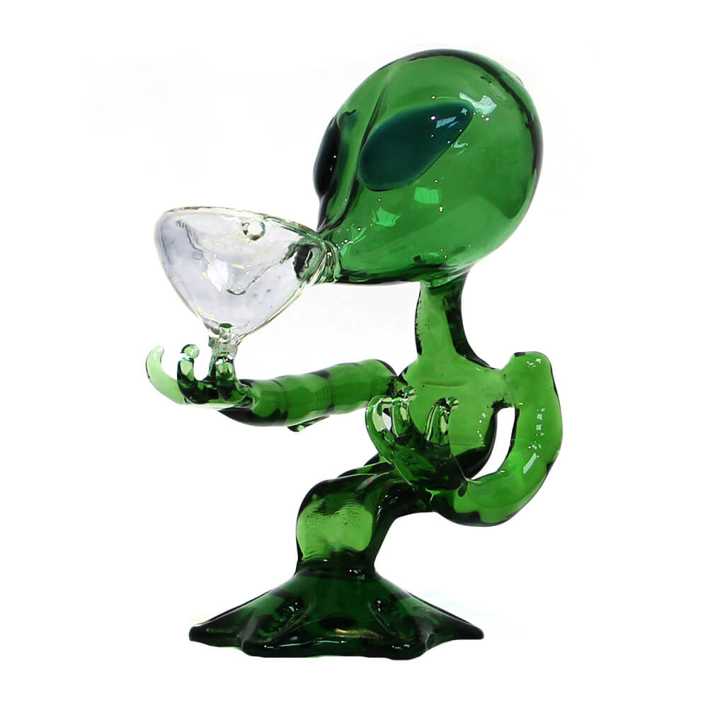 Grüne Alien-Glasbong 15 cm