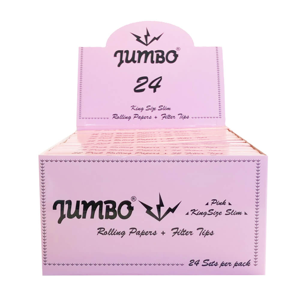 Jumbo King Size Pink Rolling Papers mit Filtern (24 Stück/Display)