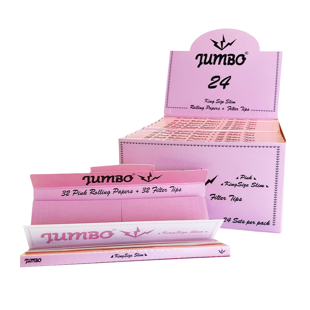 Jumbo King Size Pink Rolling Papers mit Filtern (24 Stück/Display)