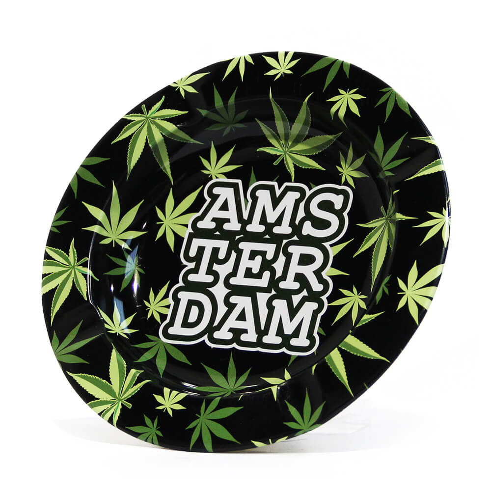 Amsterdam Green Weed Leaves Metall-Aschenbecher