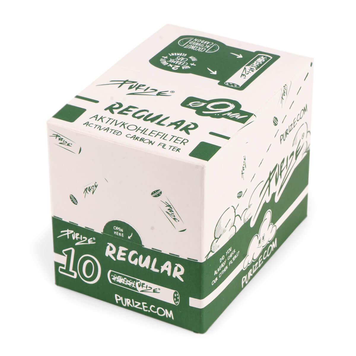 PURIZE Aktivkohlefilter – Standardgröße 9 mm (20 x 10 Stück)