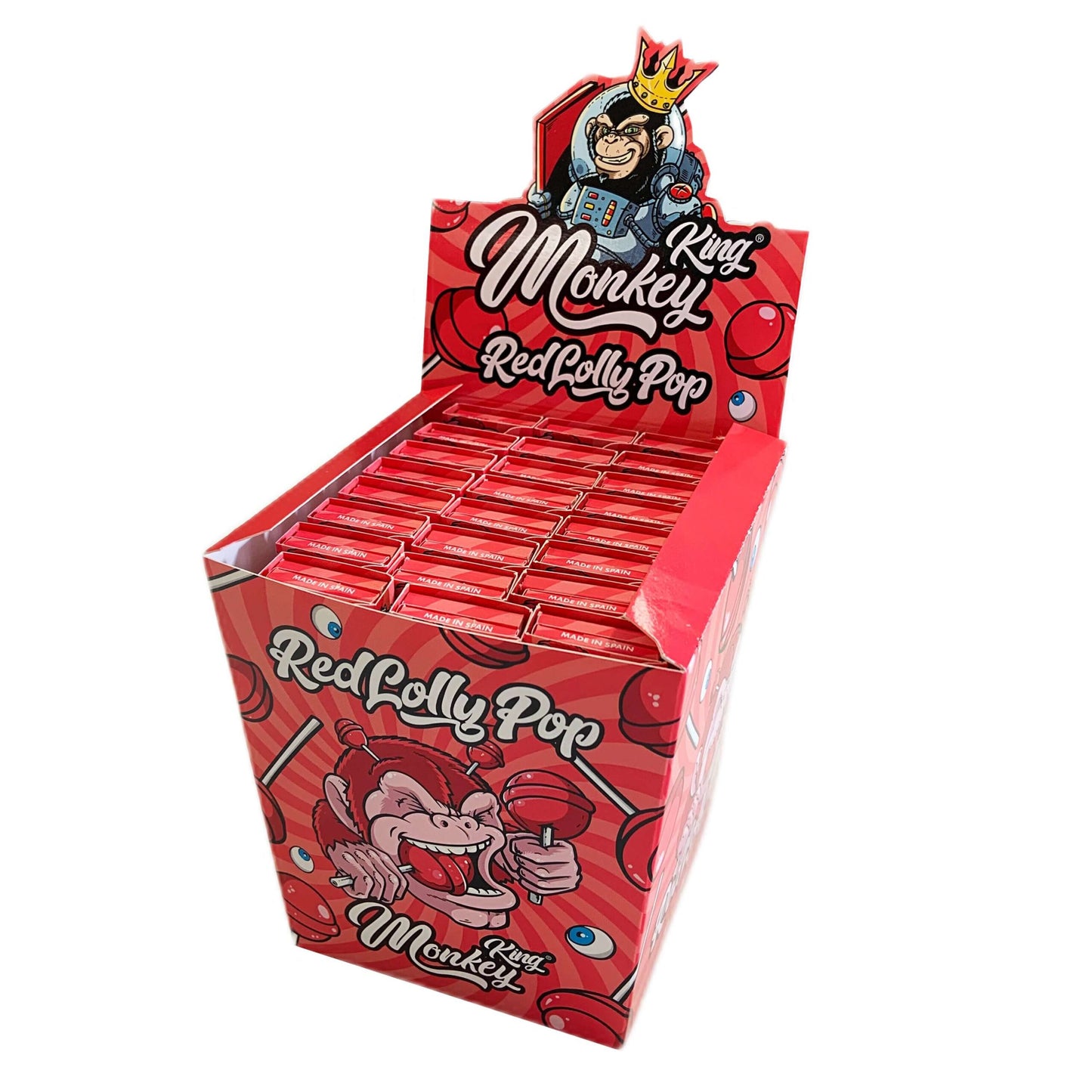 Monkey King Rolling Papers mit Filter Tips Red Lolly Pop (24 Stück/Display)