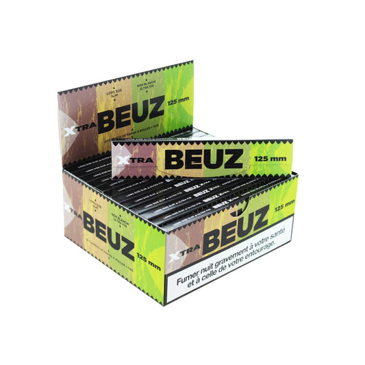 Beuz Xtra Slim Long Brown Unbleached Rolling Papers 125mm + Tips 24 Heftchen