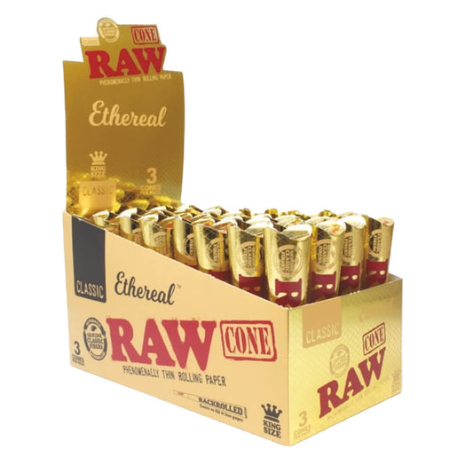 RAW Ethereal Pre-rolled King Size Cones, 3 Stück pro Packung (32 Packungen/Display)