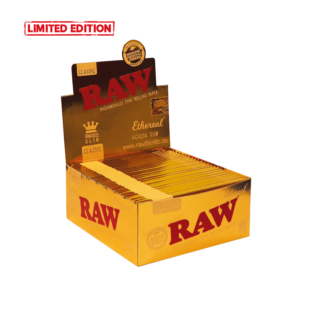 RAW Kingsize Slim Classic Thin Ethereal Acacia Gum Rolling Papers (50 Stück/Display)