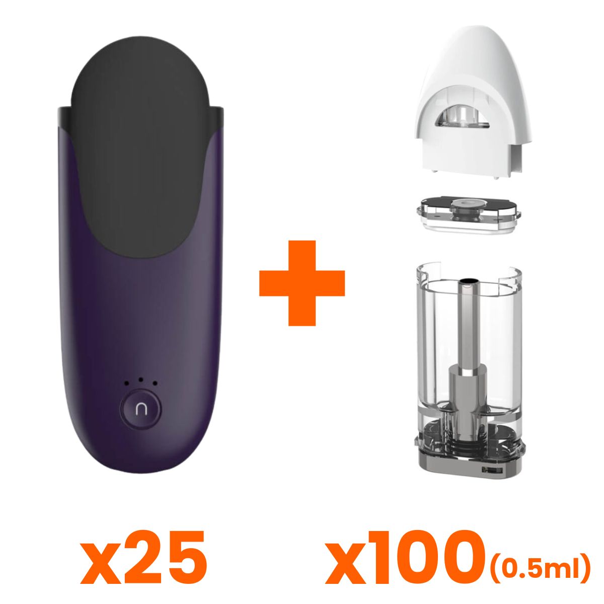 CCELL Dart-X Lila-Weiße Packung (25 Akkus + 100 Pods 0,5ml)