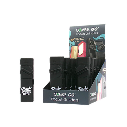 Combie Go Pocket Grinder Schwarz + Bio-Drehpapier und -Tips (10 Stück/Display)