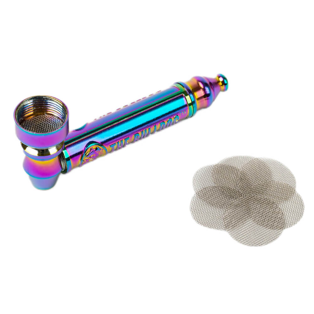 Bulldog Metall-Pfeifen-Set Regenbogenfarben 83 mm (12 Stück/Display)