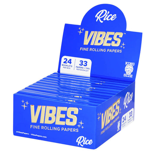VIBES Rolling Papers King Size Slim mit Tips Rice (24 Stück/Display)