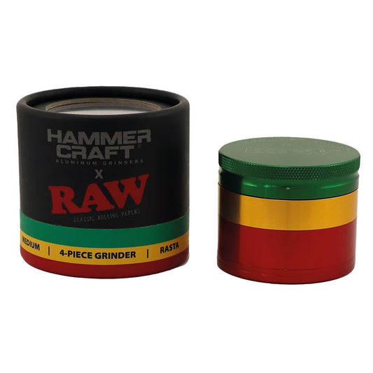 RAW Hammer Craft Medium Aluminium Grinder Rasta 4 Teile 55 mm