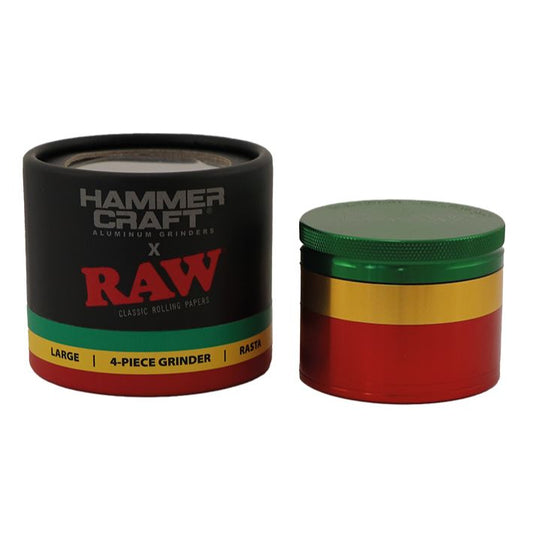 RAW Hammer Craft Großer Aluminium-Grinder Rasta 4-teilig 60 mm