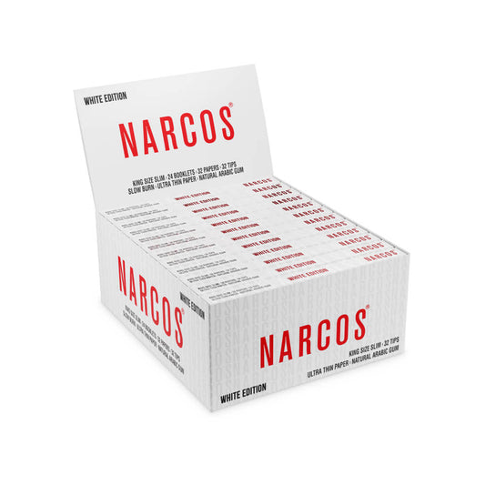 Narcos White Edition King Size Slim Zigarettenpapier + Filtertips (24 Stück/Display)