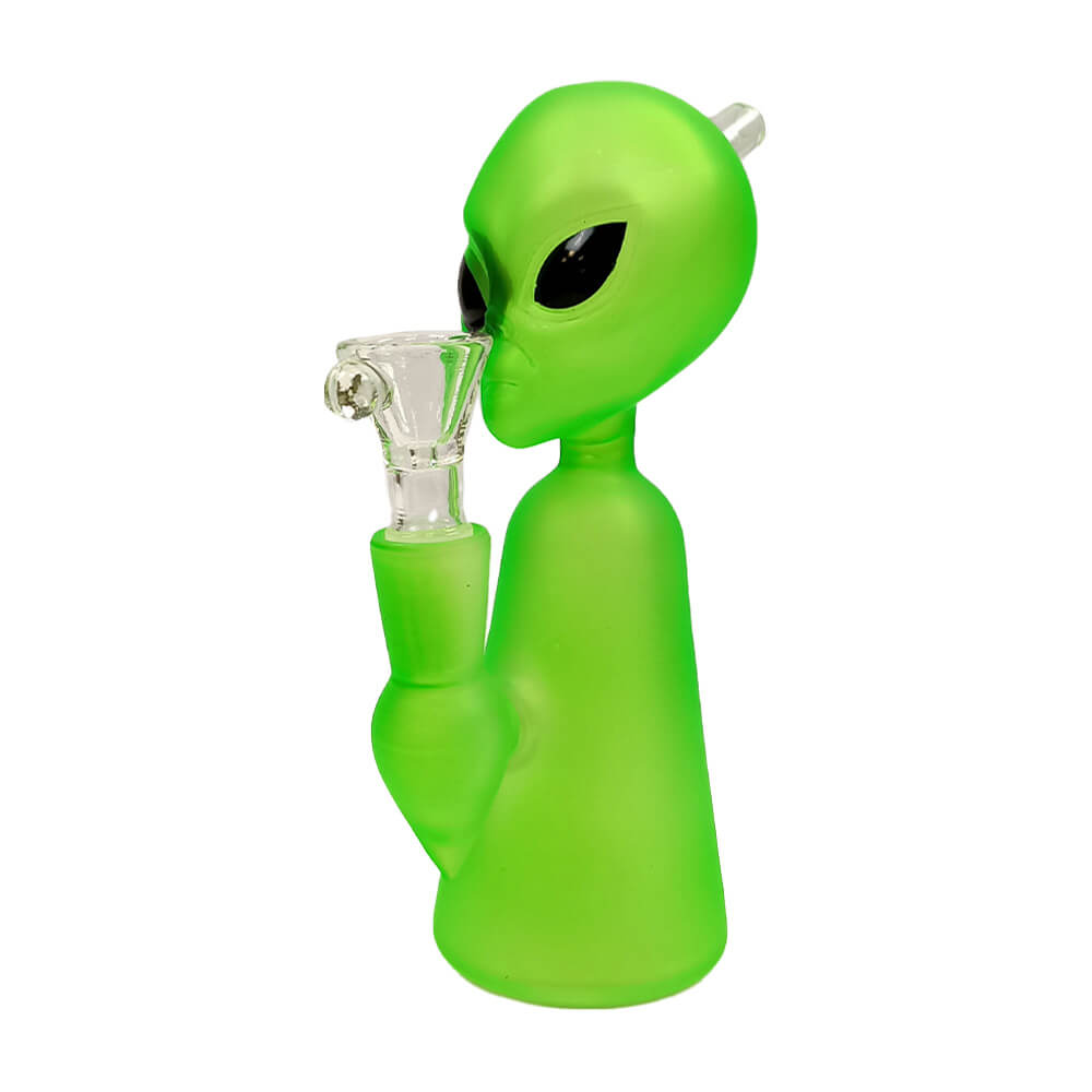 Alien-Figur, grüne Bong, dickes Glas, 17 cm