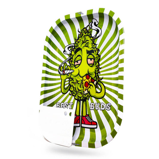 Best Buds Pizza Große Metall-Drehplatte mit magnetischer Grinder-Karte