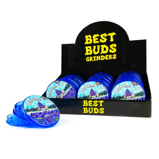 Best Buds Kunststoff-Grinder Purple Haze 3-teilig 50 mm (12 Stück/Display)
