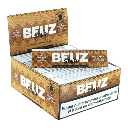 Beuz Slim Star Rolling Papers Unbleached Kingsize (50 Stück/Display)