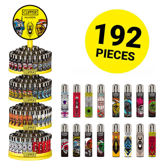 Clipper Feuerzeuge Astro Skulls + Gratis-Karussell (192 Stück/Display)