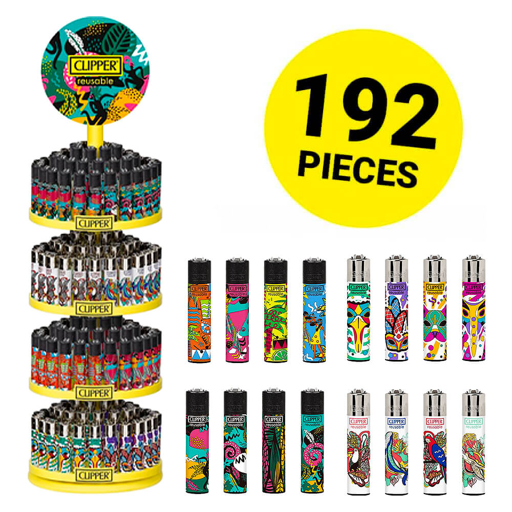 Clipper Feuerzeuge Tropical Party + Gratis-Karussell (192 Stück/Display)