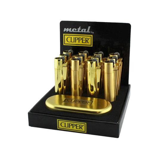Clipper Gold Metallfeuerzeuge und Geschenkbox (12 Stück/Display)
