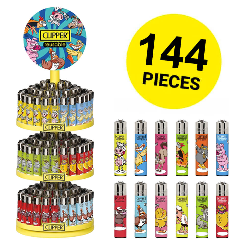 Clipper Feuerzeuge Crazy Farm + Gratis-Karussell (144 Stück/Display)