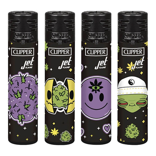 Clipper Jet Flame Feuerzeuge Galactic Weed (24 Stück/Display)