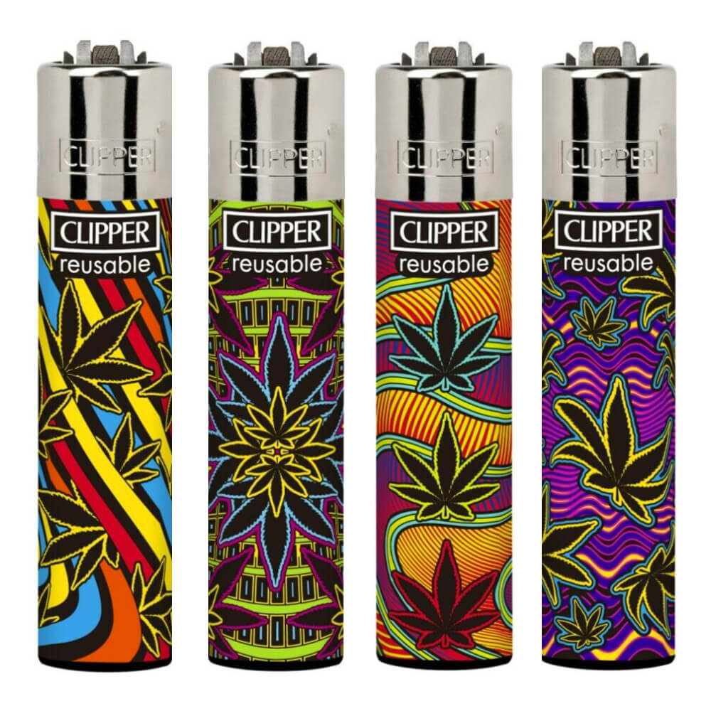 Clipper Feuerzeuge Neon Blätter 6 (24 Stück/Display)