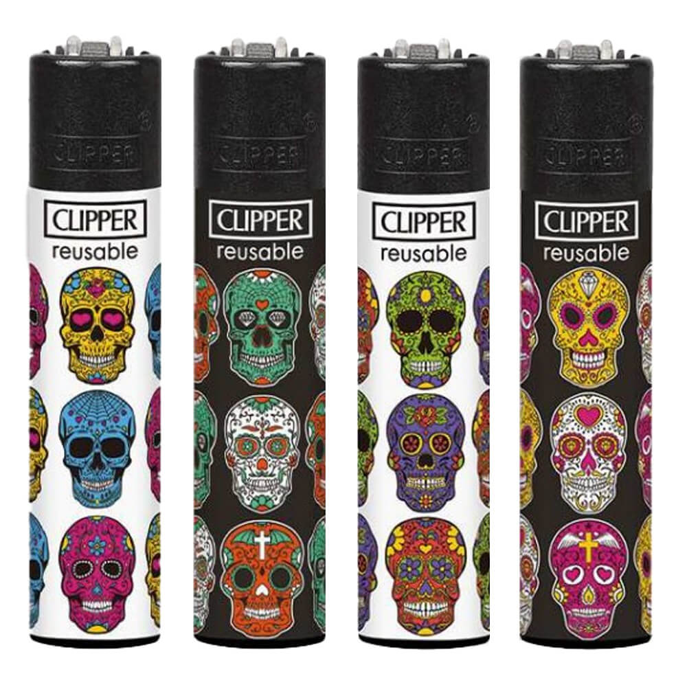 Clipper Feuerzeuge Dreifach-Totenkopf (24 Stück/Display)