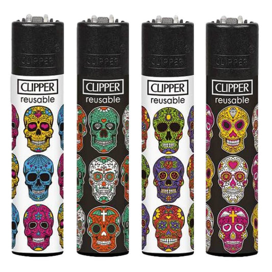 Clipper Feuerzeuge Dreifach-Totenkopf (24 Stück/Display)
