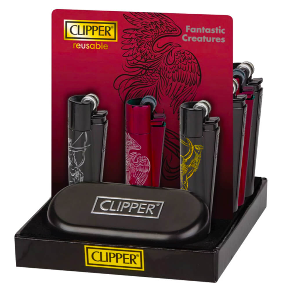 Clipper Feuerzeuge aus Metall mit Motiven fantastischer Kreaturen + Geschenkbox (12 Stück/Display)