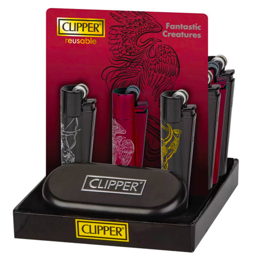 Clipper Feuerzeuge aus Metall mit Motiven fantastischer Kreaturen + Geschenkbox (12 Stück/Display)