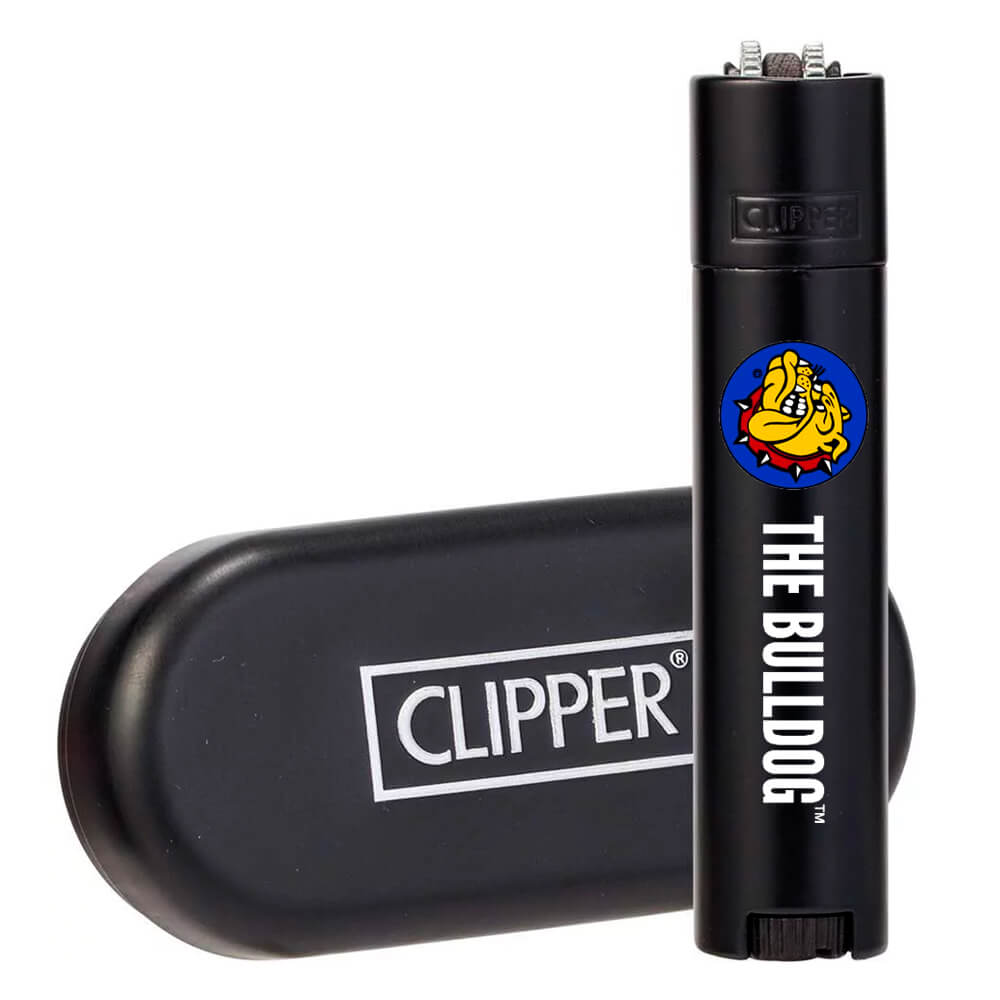 Clipper The Bulldog Matt Black Metal Feuerzeuge + Geschenkbox (12 Stück/Display)