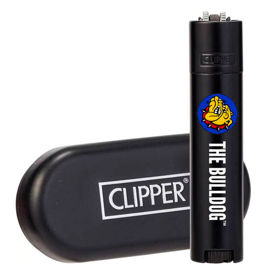Clipper The Bulldog Matt Black Metal Feuerzeuge + Geschenkbox (12 Stück/Display)