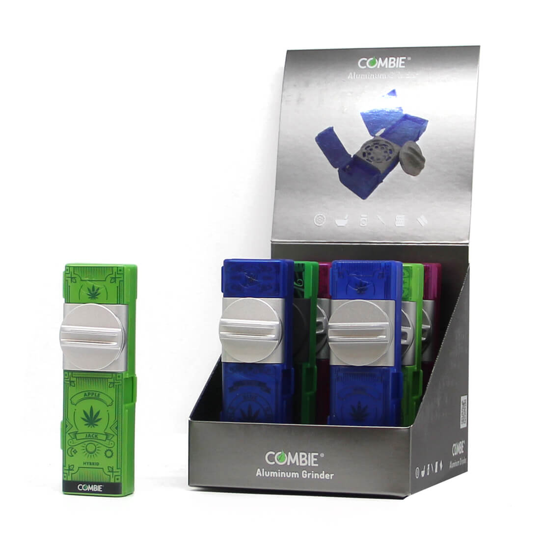 Combie All-In-One Aluminium Pocket Grinder &#8211; Weed leaf seal 2 (6pcs/display)
