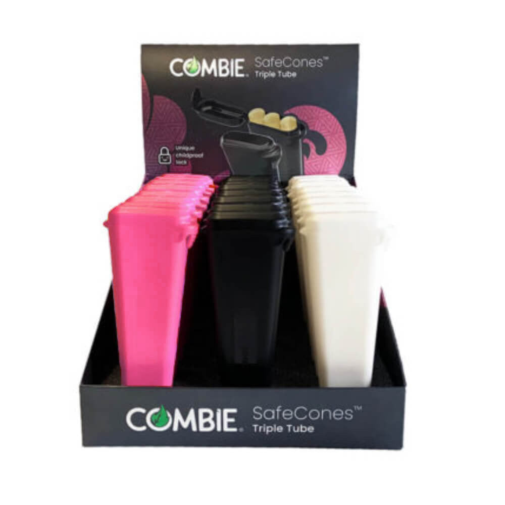 Combie Joint Holders Triple Tube Pink, Black + White (24 Stück/Display)