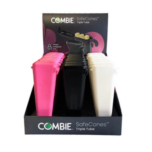 Combie Joint Holders Triple Tube Pink, Black + White (24 Stück/Display)
