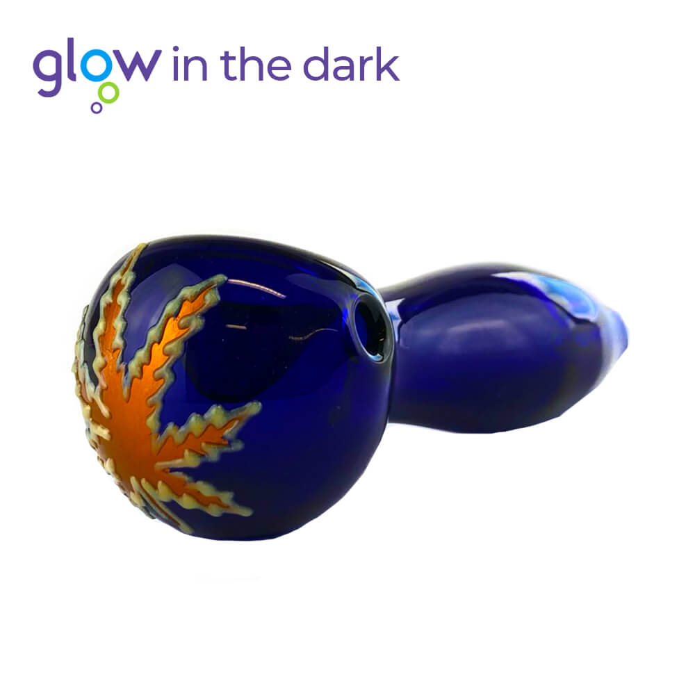 Blaue Glaspfeife, leuchtet im Dunkeln, 10 cm