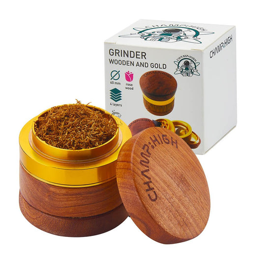 Champ High Holz-Metall-Gold-Grinder, 4-teilig, 60 mm