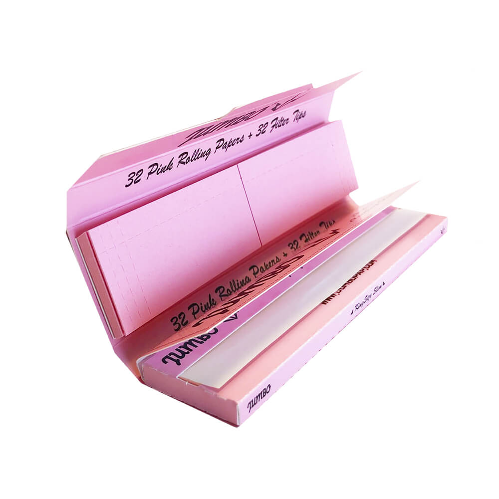 Jumbo King Size Pink Rolling Papers mit Filtern (24 Stück/Display)