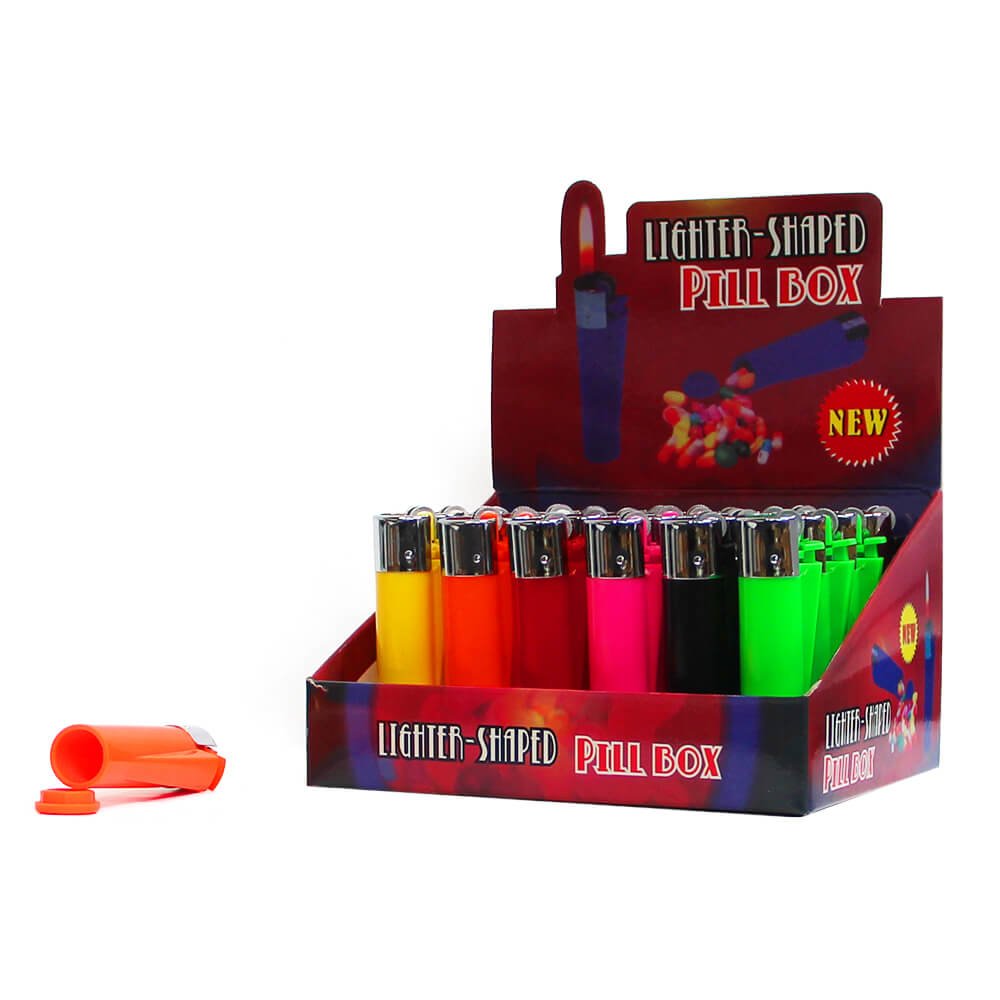 Feuerzeugförmige Kunststoffaufbewahrung (24 Stück/Display)